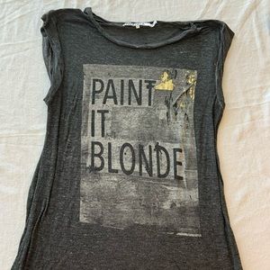 Pam & Gela Gray burn out graphic t shirt